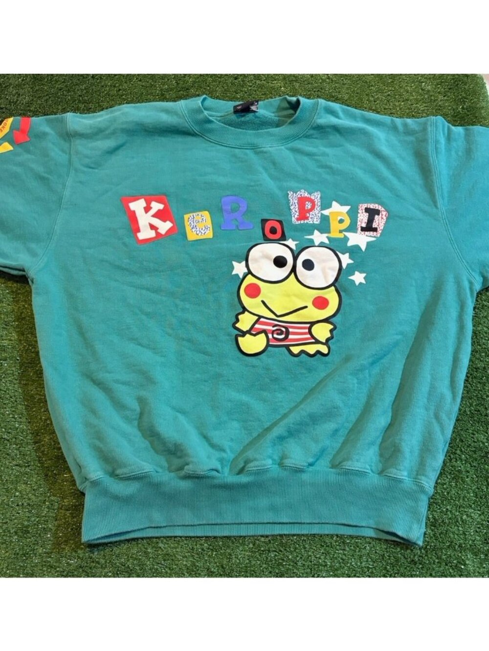 Dumbgood sweatshirt mens XL green keroppi sanrio crewneck thick heavy cartoon